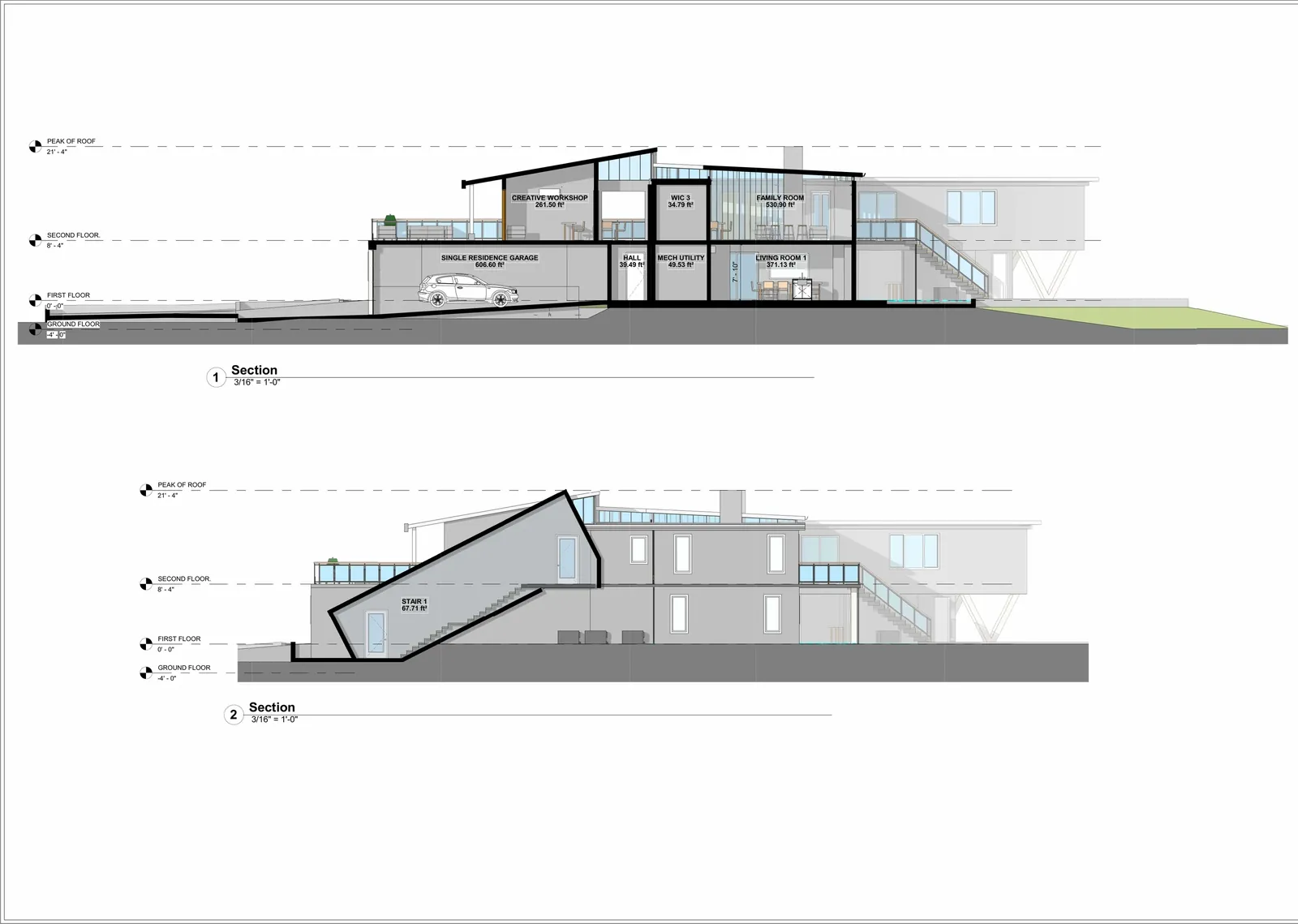 Original architectural sections. Design documentation.