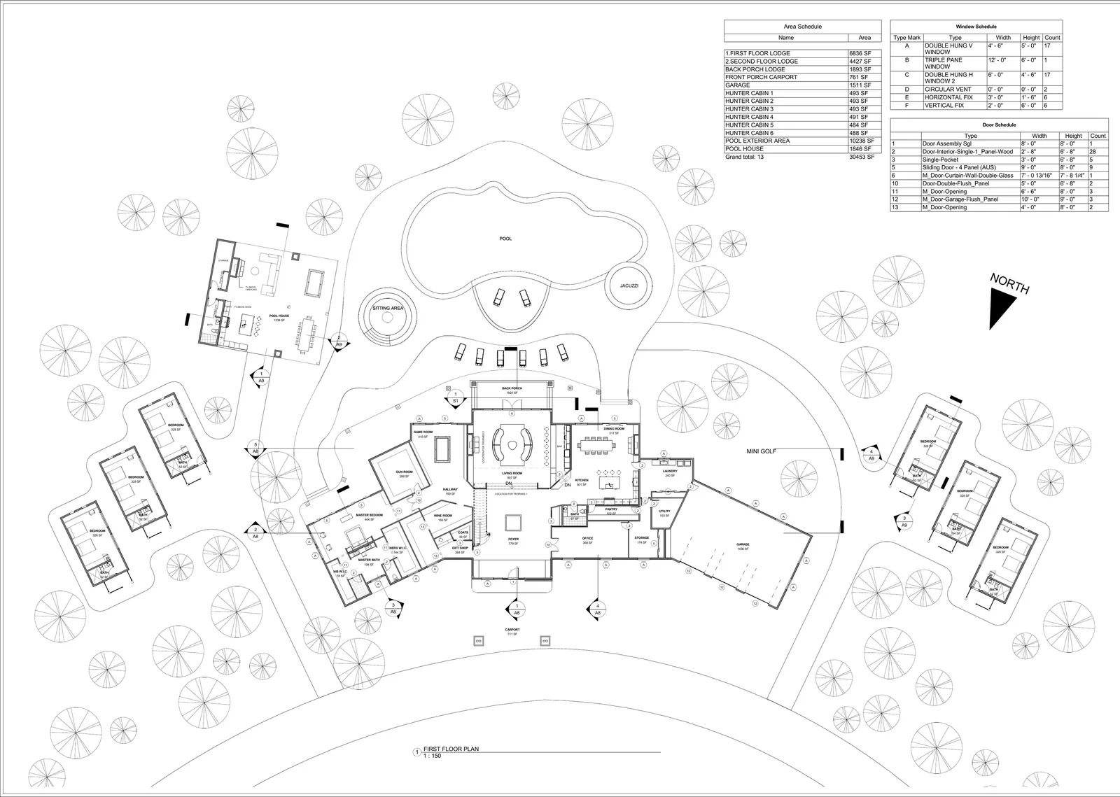 Original lodge floor plan and site organization.