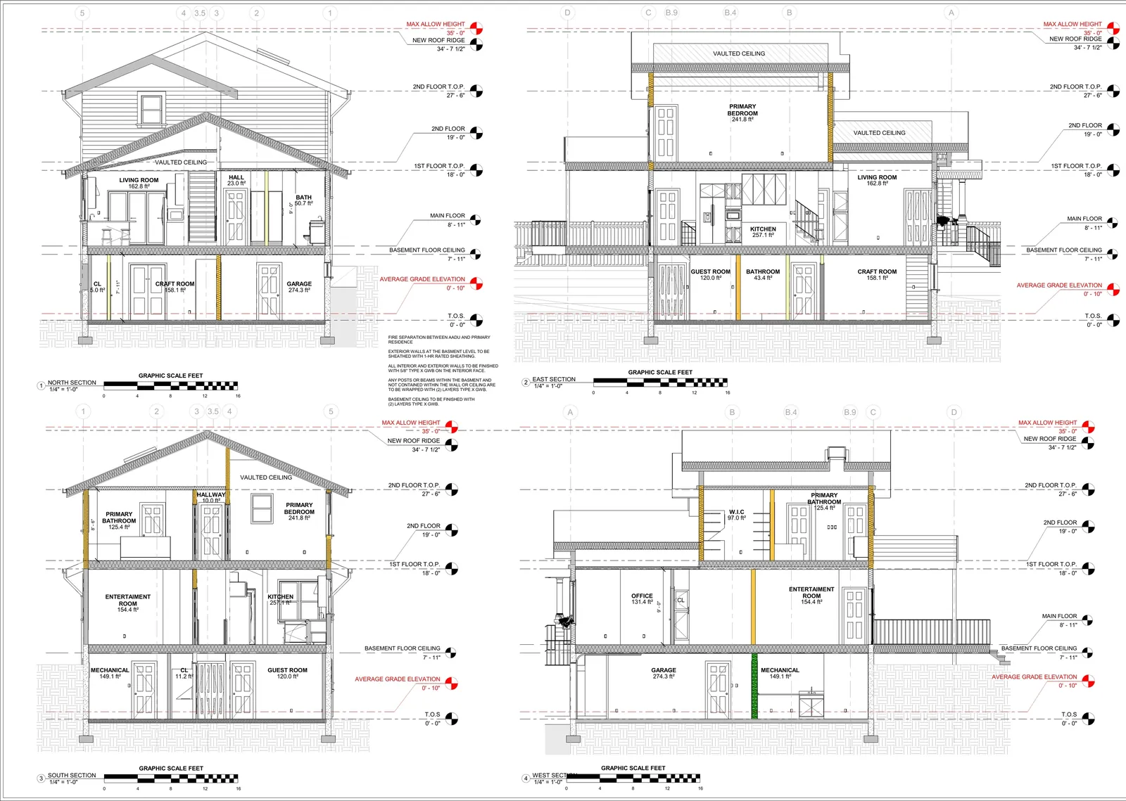 Building sections of the same residential study.