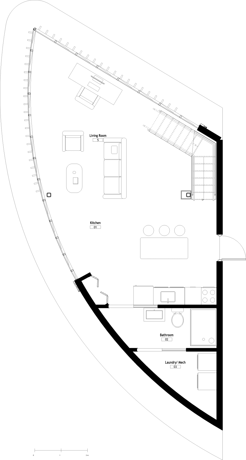 Onda: native ground-floor review, 20 October 2026. Design development, not a permit drawing.